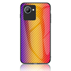 Custodia Silicone Specchio Laterale Sfumato Arcobaleno Cover LS2 per Realme C30s Arancione