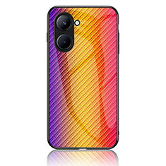 Custodia Silicone Specchio Laterale Sfumato Arcobaleno Cover LS2 per Realme C33 (2023) Arancione