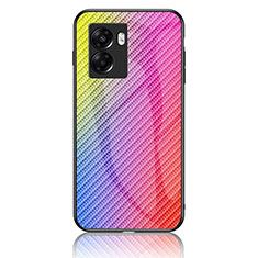 Custodia Silicone Specchio Laterale Sfumato Arcobaleno Cover LS2 per Realme V23i 5G Rosa