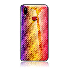 Custodia Silicone Specchio Laterale Sfumato Arcobaleno Cover LS2 per Samsung Galaxy A10s Arancione