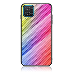 Custodia Silicone Specchio Laterale Sfumato Arcobaleno Cover LS2 per Samsung Galaxy A12 Nacho Rosa