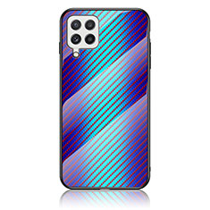 Custodia Silicone Specchio Laterale Sfumato Arcobaleno Cover LS2 per Samsung Galaxy A22 4G Blu