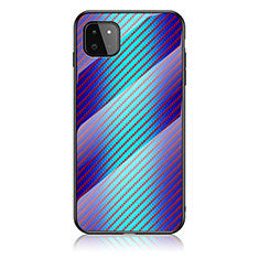 Custodia Silicone Specchio Laterale Sfumato Arcobaleno Cover LS2 per Samsung Galaxy A22 5G Blu