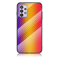 Custodia Silicone Specchio Laterale Sfumato Arcobaleno Cover LS2 per Samsung Galaxy A32 5G Arancione