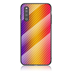 Custodia Silicone Specchio Laterale Sfumato Arcobaleno Cover LS2 per Samsung Galaxy A41 SC-41A Arancione