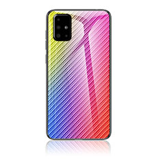 Custodia Silicone Specchio Laterale Sfumato Arcobaleno Cover LS2 per Samsung Galaxy A51 4G Rosa