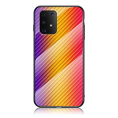 Custodia Silicone Specchio Laterale Sfumato Arcobaleno Cover LS2 per Samsung Galaxy A91 Arancione