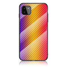 Custodia Silicone Specchio Laterale Sfumato Arcobaleno Cover LS2 per Samsung Galaxy F42 5G Arancione