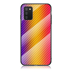 Custodia Silicone Specchio Laterale Sfumato Arcobaleno Cover LS2 per Samsung Galaxy M02s Arancione
