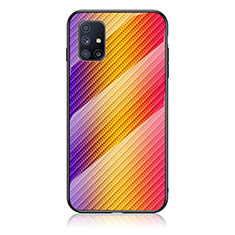 Custodia Silicone Specchio Laterale Sfumato Arcobaleno Cover LS2 per Samsung Galaxy M31s Arancione