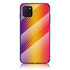 Custodia Silicone Specchio Laterale Sfumato Arcobaleno Cover LS2 per Samsung Galaxy Note 10 Lite Arancione