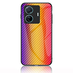 Custodia Silicone Specchio Laterale Sfumato Arcobaleno Cover LS2 per Vivo iQOO Z6 Pro 5G Arancione