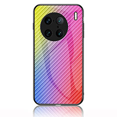 Custodia Silicone Specchio Laterale Sfumato Arcobaleno Cover LS2 per Vivo X90 Pro+ Plus 5G Rosa