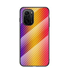 Custodia Silicone Specchio Laterale Sfumato Arcobaleno Cover LS2 per Xiaomi Mi 11X 5G Arancione