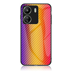 Custodia Silicone Specchio Laterale Sfumato Arcobaleno Cover LS2 per Xiaomi Poco C65 Arancione