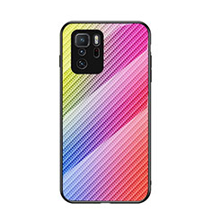 Custodia Silicone Specchio Laterale Sfumato Arcobaleno Cover LS2 per Xiaomi Poco X3 GT 5G Arancione