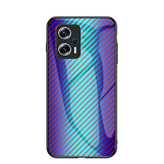 Custodia Silicone Specchio Laterale Sfumato Arcobaleno Cover LS2 per Xiaomi Poco X4 GT 5G Blu
