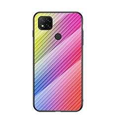 Custodia Silicone Specchio Laterale Sfumato Arcobaleno Cover LS2 per Xiaomi Redmi 9 Activ Rosa