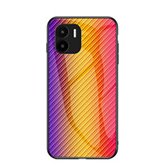 Custodia Silicone Specchio Laterale Sfumato Arcobaleno Cover LS2 per Xiaomi Redmi A2 Plus Arancione