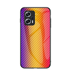 Custodia Silicone Specchio Laterale Sfumato Arcobaleno Cover LS2 per Xiaomi Redmi K50i 5G Arancione