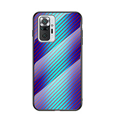 Custodia Silicone Specchio Laterale Sfumato Arcobaleno Cover LS2 per Xiaomi Redmi Note 10 Pro Max Blu