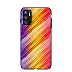 Custodia Silicone Specchio Laterale Sfumato Arcobaleno Cover LS2 per Xiaomi Redmi Note 11 SE 5G Arancione