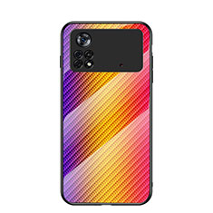 Custodia Silicone Specchio Laterale Sfumato Arcobaleno Cover LS2 per Xiaomi Redmi Note 11E Pro 5G Arancione