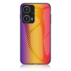 Custodia Silicone Specchio Laterale Sfumato Arcobaleno Cover LS2 per Xiaomi Redmi Note 12 Turbo 5G Arancione