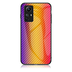 Custodia Silicone Specchio Laterale Sfumato Arcobaleno Cover LS2 per Xiaomi Redmi Note 12S Arancione