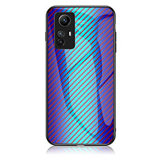 Custodia Silicone Specchio Laterale Sfumato Arcobaleno Cover LS2 per Xiaomi Redmi Note 12S Blu