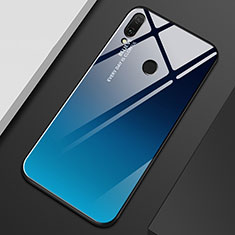 Custodia Silicone Specchio Laterale Sfumato Arcobaleno Cover M01 per Huawei Enjoy 9 Plus Blu