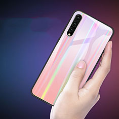 Custodia Silicone Specchio Laterale Sfumato Arcobaleno Cover M01 per Huawei P20 Pro Rosa