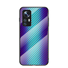 Custodia Silicone Specchio Laterale Sfumato Arcobaleno Cover M01 per Xiaomi Mi 12S 5G Blu