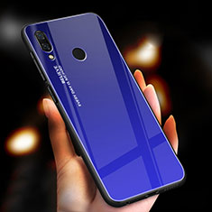 Custodia Silicone Specchio Laterale Sfumato Arcobaleno Cover M01 per Xiaomi Redmi Note 7 Blu