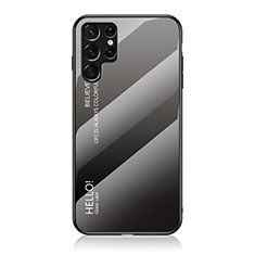 Custodia Silicone Specchio Laterale Sfumato Arcobaleno Cover M02 per Samsung Galaxy S22 Ultra 5G Grigio
