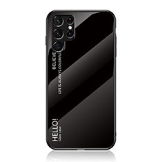 Custodia Silicone Specchio Laterale Sfumato Arcobaleno Cover M02 per Samsung Galaxy S22 Ultra 5G Nero