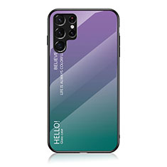 Custodia Silicone Specchio Laterale Sfumato Arcobaleno Cover M02 per Samsung Galaxy S22 Ultra 5G Viola