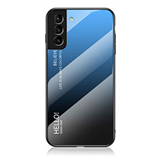 Custodia Silicone Specchio Laterale Sfumato Arcobaleno Cover M02 per Samsung Galaxy S23 5G Blu