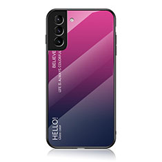 Custodia Silicone Specchio Laterale Sfumato Arcobaleno Cover M02 per Samsung Galaxy S23 5G Rosa Caldo