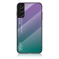 Custodia Silicone Specchio Laterale Sfumato Arcobaleno Cover M02 per Samsung Galaxy S23 5G Viola