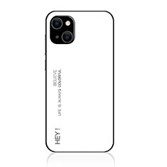 Custodia Silicone Specchio Laterale Sfumato Arcobaleno Cover per Apple iPhone 15 Bianco