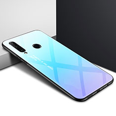 Custodia Silicone Specchio Laterale Sfumato Arcobaleno Cover per Huawei Enjoy 10 Plus Cielo Blu