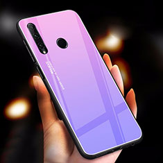 Custodia Silicone Specchio Laterale Sfumato Arcobaleno Cover per Huawei Enjoy 9s Viola