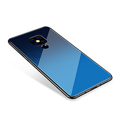 Custodia Silicone Specchio Laterale Sfumato Arcobaleno Cover per Huawei Mate 20 Blu