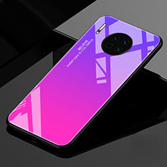 Custodia Silicone Specchio Laterale Sfumato Arcobaleno Cover per Huawei Mate 30 Pro Rosa Caldo