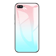 Custodia Silicone Specchio Laterale Sfumato Arcobaleno Cover per Huawei Nova 2S Cielo Blu