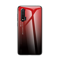 Custodia Silicone Specchio Laterale Sfumato Arcobaleno Cover per Huawei Nova 6 5G Rosso