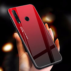 Custodia Silicone Specchio Laterale Sfumato Arcobaleno Cover per Huawei P Smart+ Plus (2019) Rosso