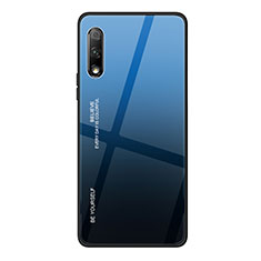 Custodia Silicone Specchio Laterale Sfumato Arcobaleno Cover per Huawei P Smart Z (2019) Blu