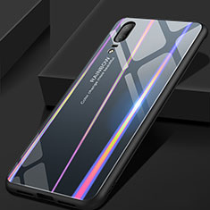 Custodia Silicone Specchio Laterale Sfumato Arcobaleno Cover per Huawei P20 Grigio